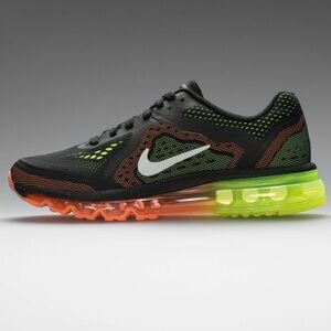 RARE! Nike Air Max Running Shoes Men’s Size 8 Charcoal Volt Orange.